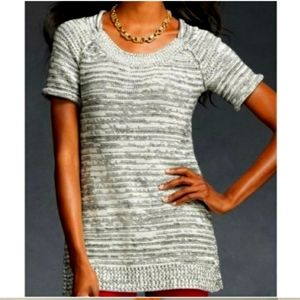 CAbi #973 Gray Striped Crew Neck Sweater